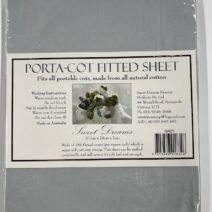 Sweet Dreams Portacot fitted sheet suits compact cot. 117 x 78 x 7cm – Grey