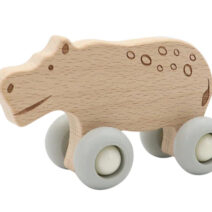 Kaper Kidz Wooden Hippopotamus With Silicone Wheels